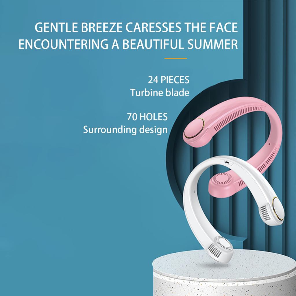 Cold Portable Rechargeable Personal Wearable, 3 Wind Speed, Neck Support, USB Bladeless Lightweight Fan For Hot Flashes, Trav