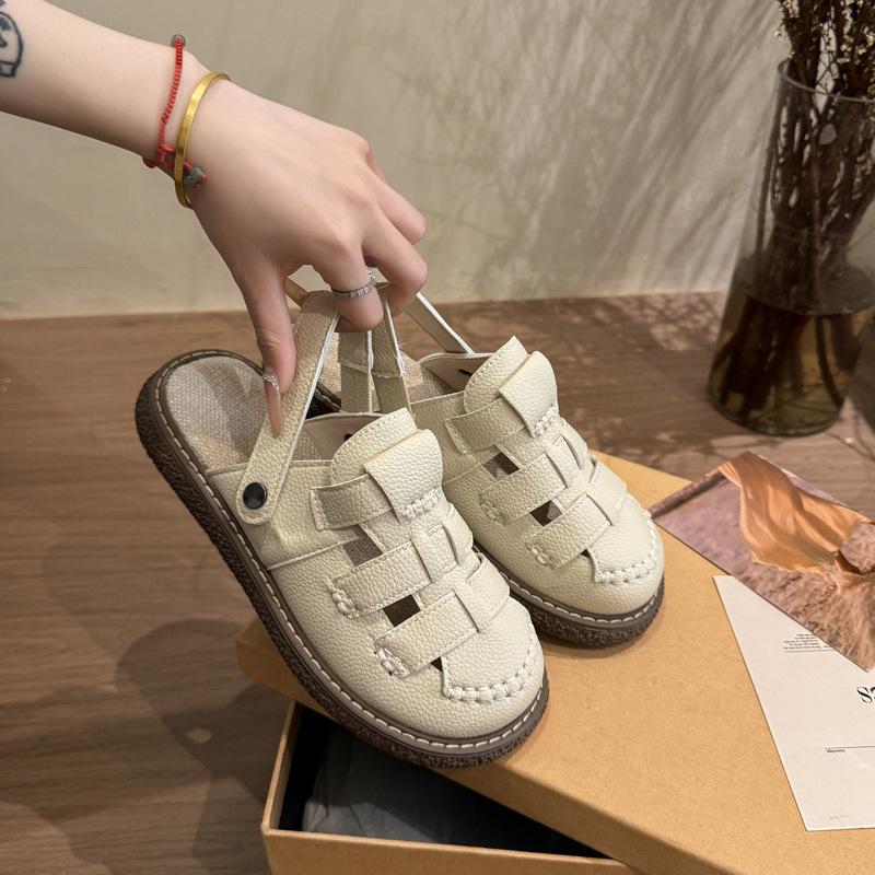 Casual simple woven bag head platform slippers women's 2025 summer new comfortable and versatile Roman shoes