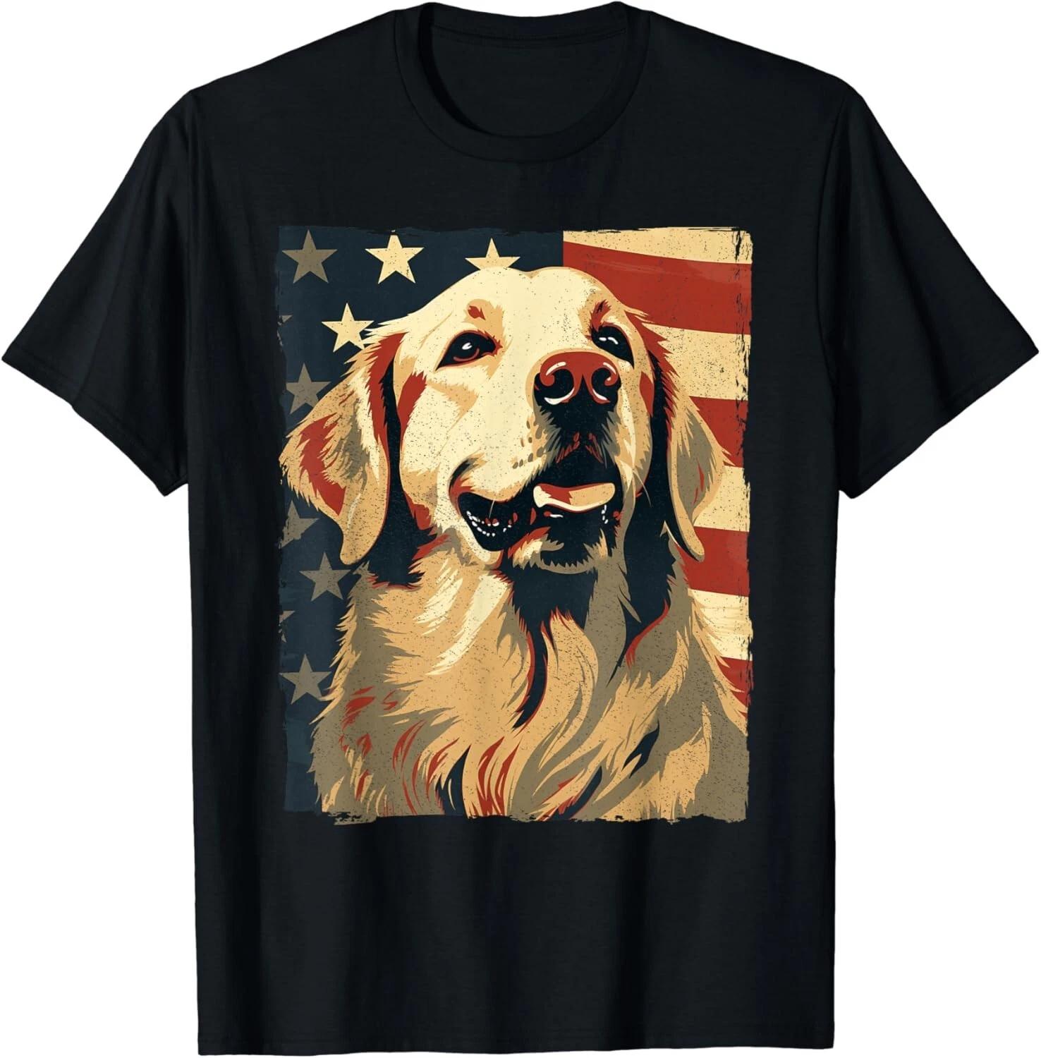 Golden Retriever American Flag T-Shirt 4th Of July Retriever Dog Gift T-Shirt M