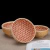 Sturdy Bamboo Storage Basket Handmade Fruit  Serving Tray Hand Woven Basket  Office