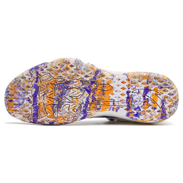 new Anta Bastard Lightweight Wear resistant And Non slip Low Top Basketball Shoes White Orange Purple