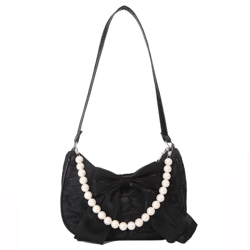 

Fashiable and Chic Bow-tied Hand-held Pearl Bag, Trendy New Crossbody Small Bag, Summer Popular Women s Single-shoulder Bag чорний
