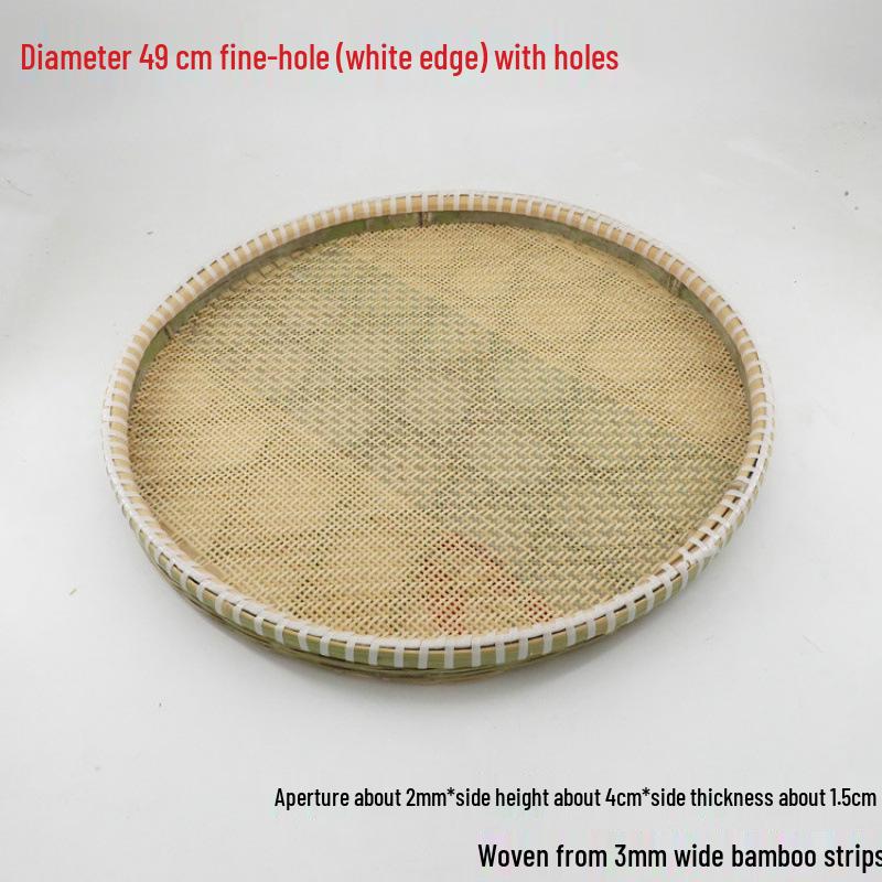 Blue Bamboo Weaving Sieve for Drying Tea, Dried Goods, and Rice - Round Winnowing Basket Tray