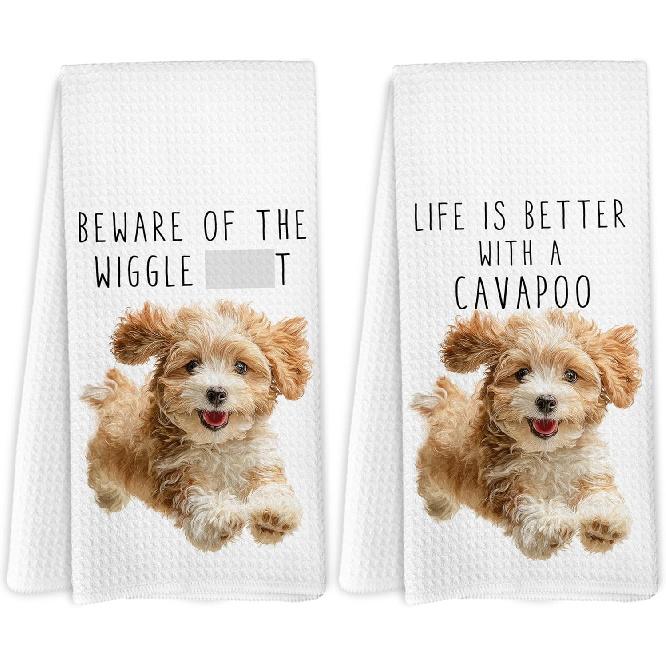Funny Shih Tzu Gifts Kitchen Dish Towels, Shih Tzu Lover Mom Gifts for Women Girls, Dog Gifts for Dog Owner Decorative Hand Towels for Bathroom Cavapoo