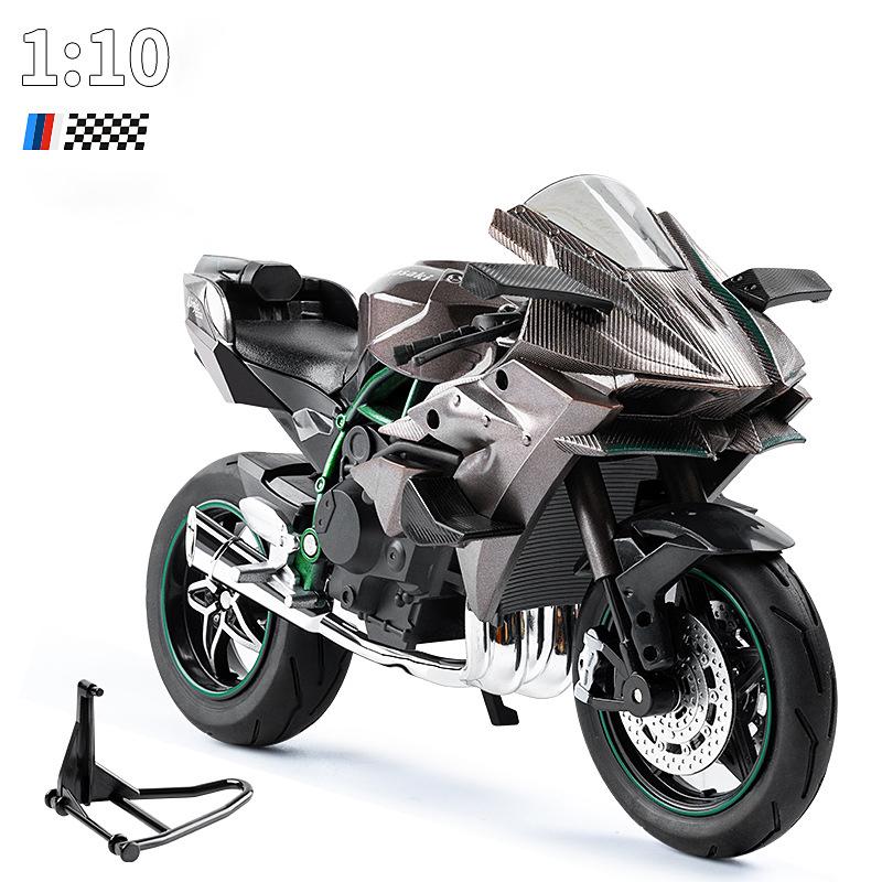 1:10  S1000RR H2R V4S Alloy Die Cast Motorcycle Model Vehicle Collection Sound and Light Off Road Autocycle Toys Car
