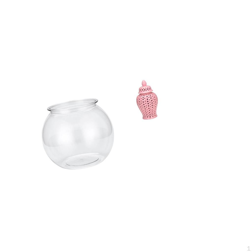 Transparent Ceramic Fish Tank Vase for Bedroom Living Room Desktop Home Decor with Lid Floral
