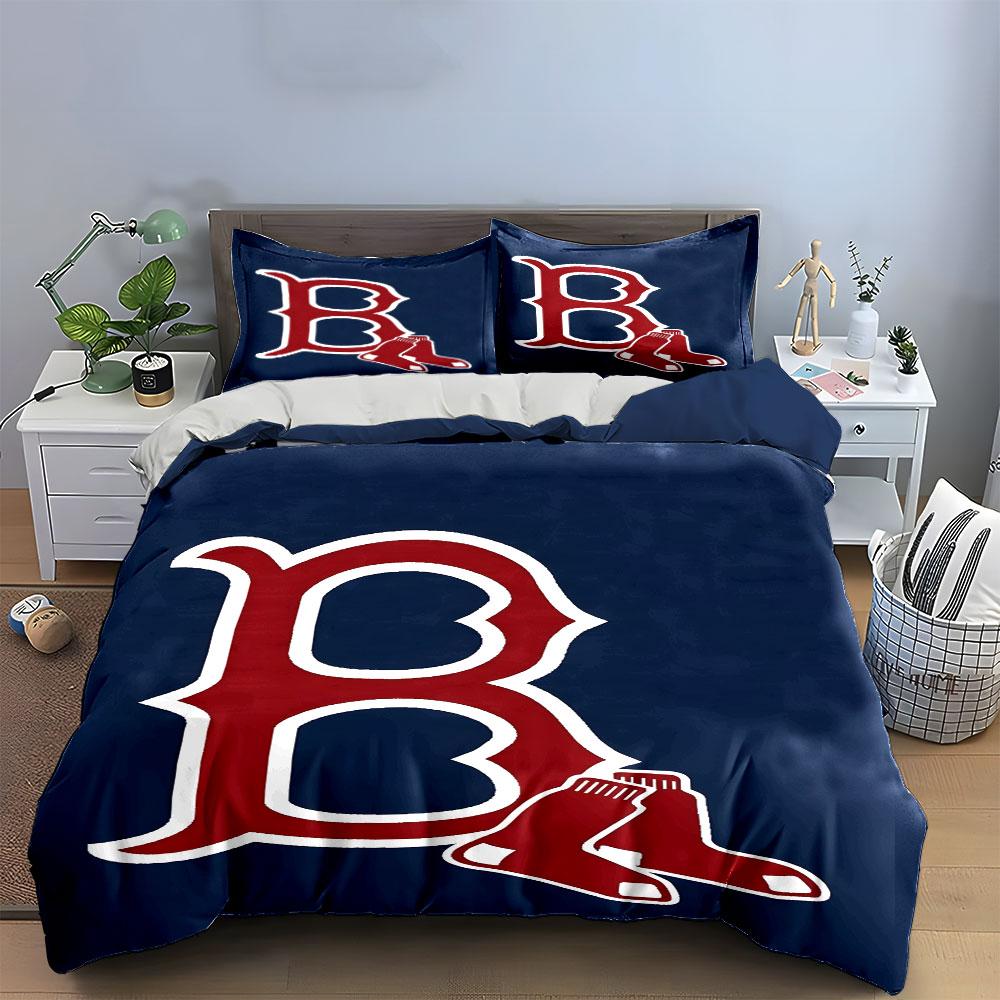 Red Letter "B" with Red Socks Logo Print Bedding Set Duvet Cover Pillowcases (1* Duvet Cover 2* Pillowcases Do Not Include Comforter)