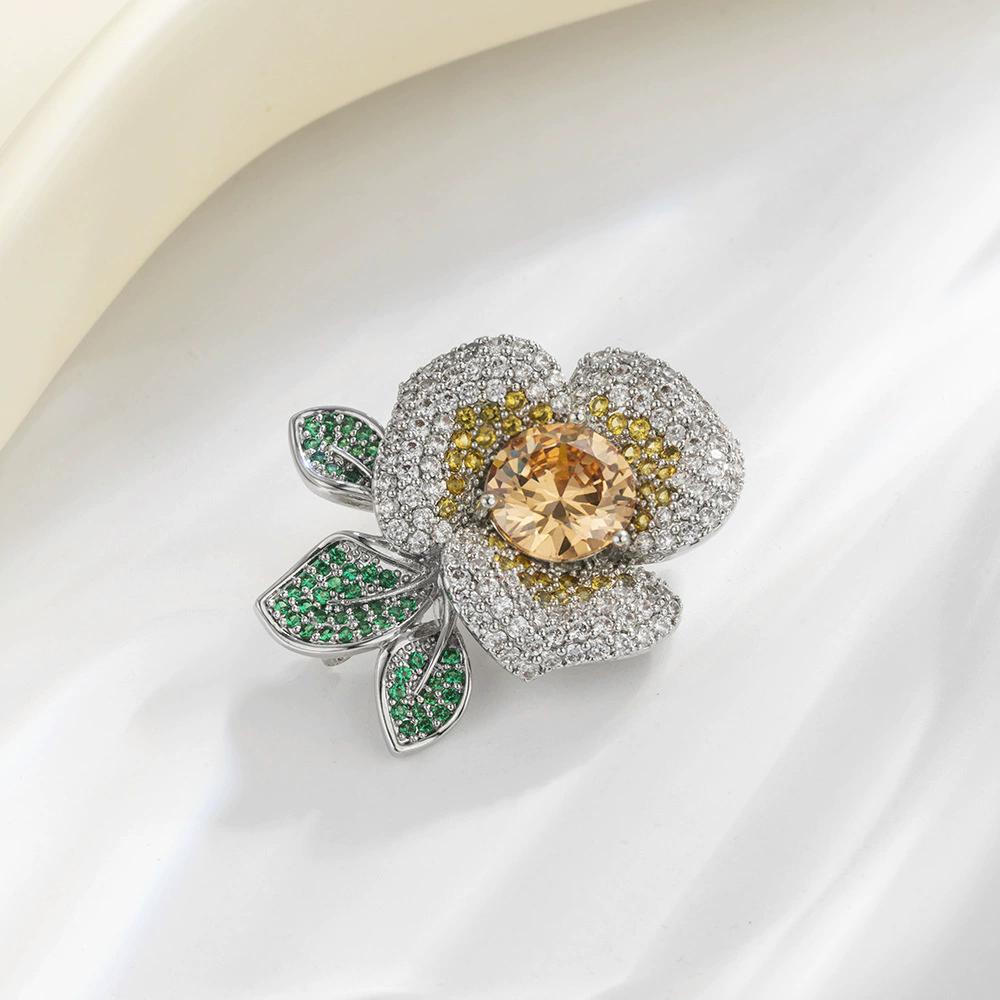 Flower Brooch with Sparkling Rhinestones, Stylish Flower Shape Pin for Women - Great for Personal or Gift Use