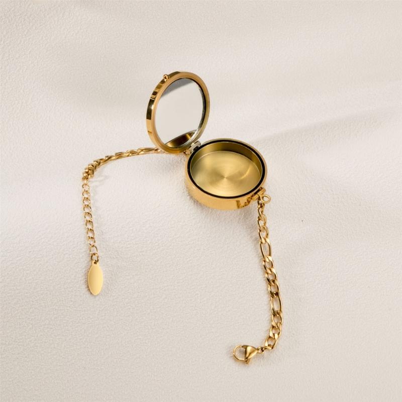 Sturdy Stainless Steel Lipstick Holder Bracelet Featuring Shell Design High Polish Finish for Everyday Wear