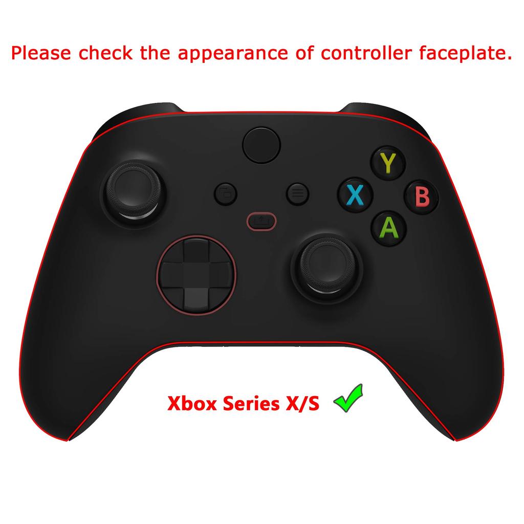 eXtremeRate Side Rail Grip Shell for Xbox Core Wireless Clear Black Replacement Front Housing Cover Handle Faceplate for Xbox Series X S Controllers