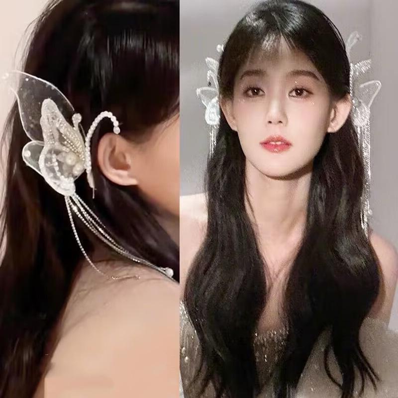 2023 Tassel Pearl Bow Hair Clip for Women – Elegant Fairy Headdress