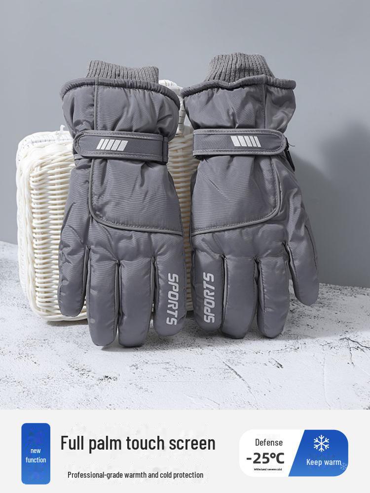 

Зимние лыжные перчатки унисекс с бархатной подкладкой — водонепроницаемые, нескользящие, совместимые с сенсорным экраном для езды на велосипеде и занятий спортом на открытом воздухе One Size