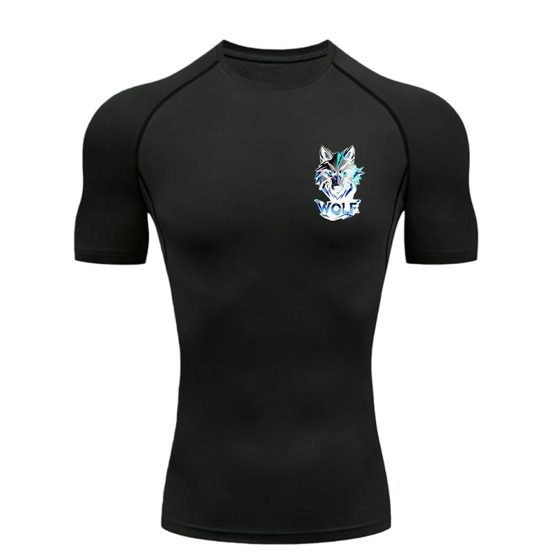 

Wolf Head Men s Sports T-shirt Training Fitness CompressionRashgard Tops Jogging Running Gym Workout T-Shirt S