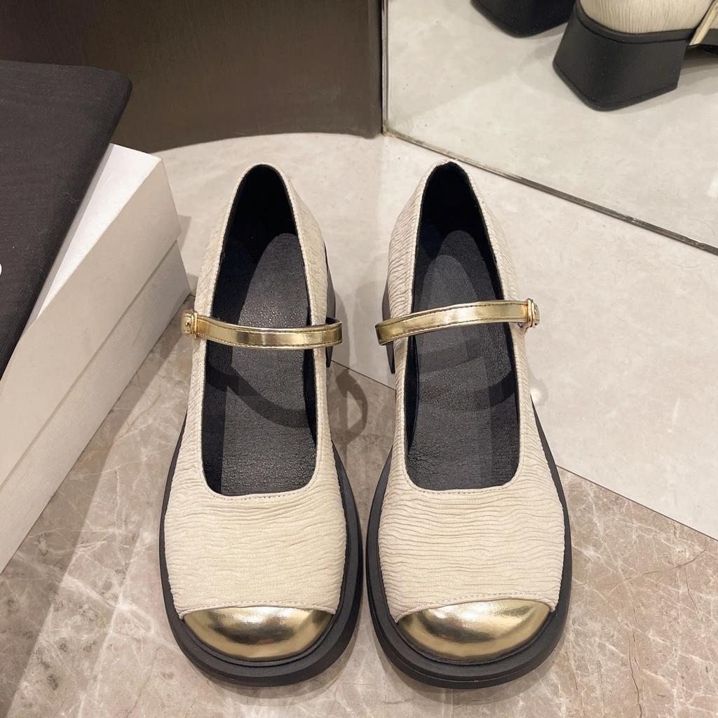 Sommer Retro Mary Janes mit niedrigem Absatz Damenschuhe Mode Schnalle Dicke Absätze Pumps Frau Runde Zehenpartie Partykleid Schuhe2024