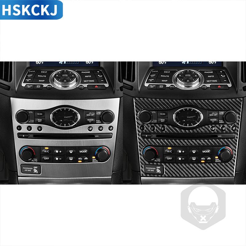 Real Carbon Fiber Central Control Panel Sticker Interior Accessories Styling Decoration For Infiniti G37 2007-2013 Q60