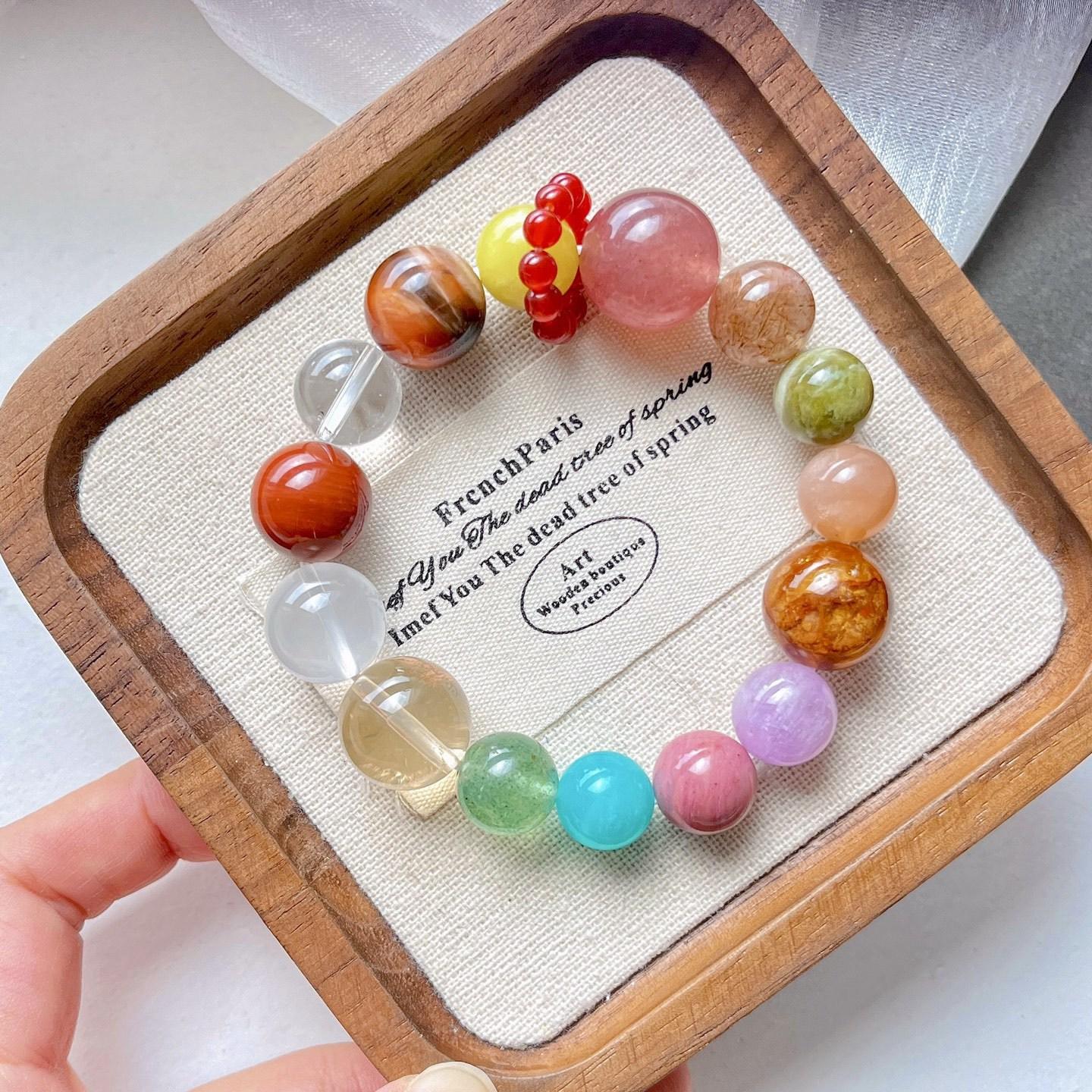 Retro Natural White Crystal Purple Lithium Hui Lemon Yellow Nanhong Duobao Design Bracelet Bracelet