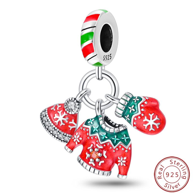 Copper Romantic Christmas Snowman Gingerbread Santa Claus Charms Bead Fit 3Mm Diy Fine Jewelry Accessories