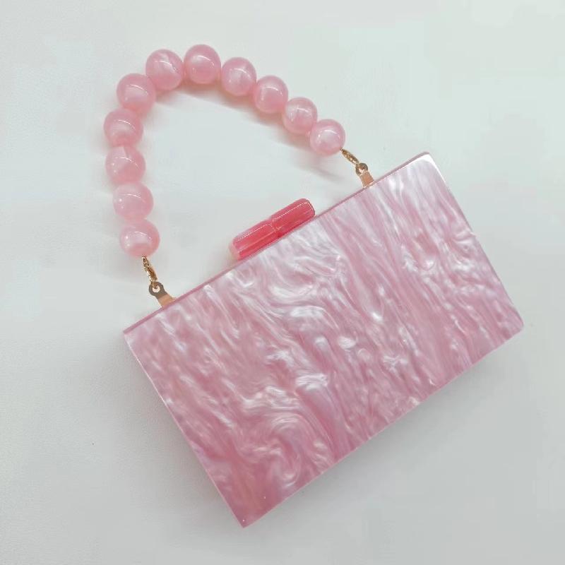 New Wedding Acrylic Beaded Wrist Handbag Clutch Dress Fashion Evening Bag Pearl Itabag Crossbody Bags Handbags Luxury Women Hand