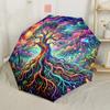 Tree Of Life Mandala Compact Travel Automatic Umbrella Retractable Design with 8-Rib Durability Durable Plastic & Iron All-Season Umbrella