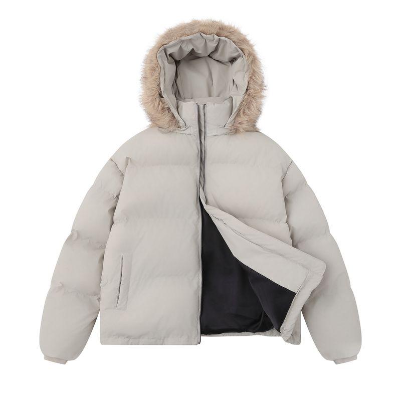 Blaexit American Style Detachable Fur Collar Parka Cotton Jacket for Men, Winter Thickened Warm Coat, Black Puffer Jacket