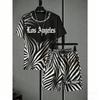 Fashion Men's Set Colorful Tiger Zebra Stripe Printed Men's T-shirt and Shorts 2 Piece Set Summer Casual Outdoor Men's and Women's T-shirt Sets
