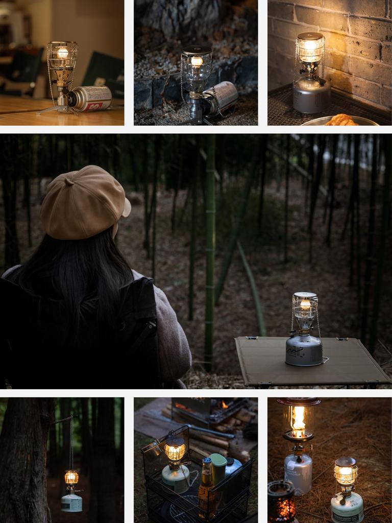 CAMPING MOON T-4-CB Portable 2-Way Mini Gas Lantern for Camping, Compatible with OD Cans and CB Cans