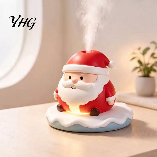 Christmas Table Decoration Santa Claus Humidifier, Mini Cool Mist Resin Atmosphere Night Light Humidifier with LED for Car Bedroom Home Office Silent