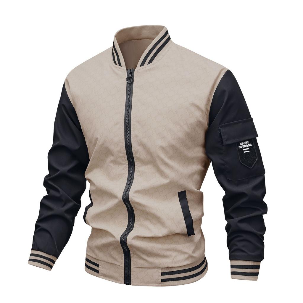 Spring and Autumn Jacket Men's Color-blocking Jacket Baseball Collar Work Jacket Men's Slim Casual