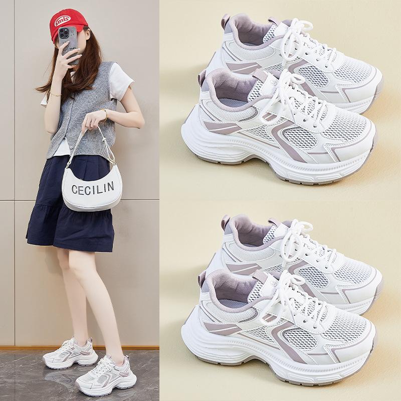 Nové dámské tenisky pro léto Studentské sportovní a volnočasové Streetová fotografie Síťované Prodyšné a Zvyšující výšku