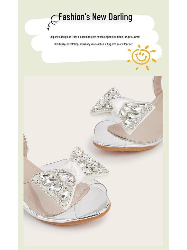 2025 Winter Fashion Versatile Bow High Heel Sandals for Girls
