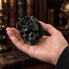 Rose Skull Decor Figurine, 3D Printed Gothic Ornament, Spooky Flower Home Statue, Halloween Centerpiece for Table Shelf Theme Party Supplies