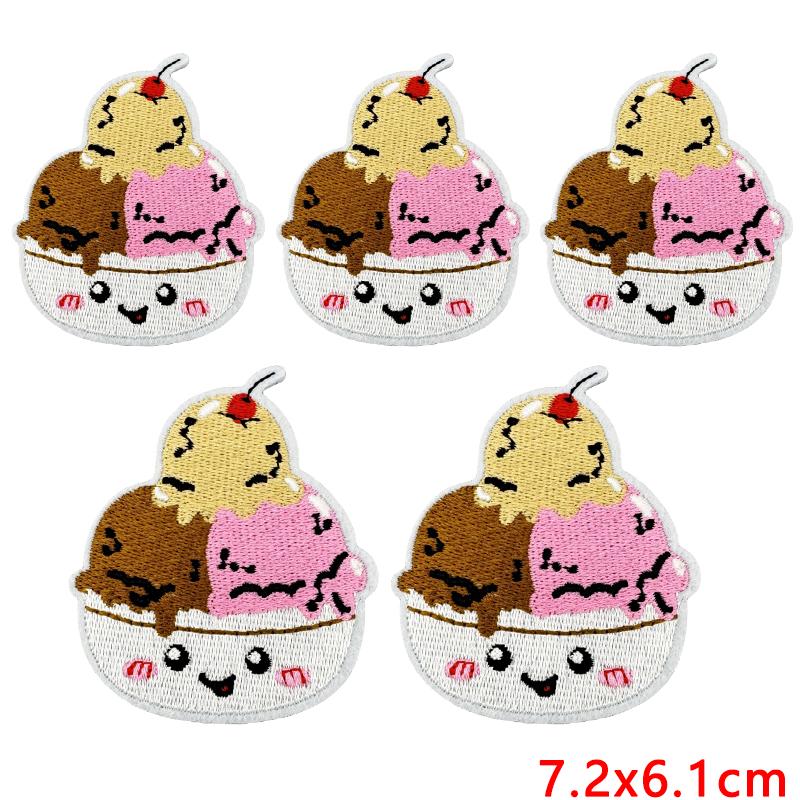 10pcs Wholesale Cute Food Series Embroidery Patches Diy Cartoon Iron On Patches For Clothing Sew Stickers Badge Applique