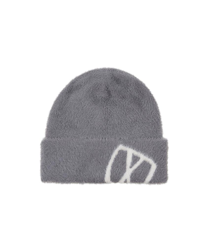 Bajal Va Square Jacquard Angora Beanie Grey