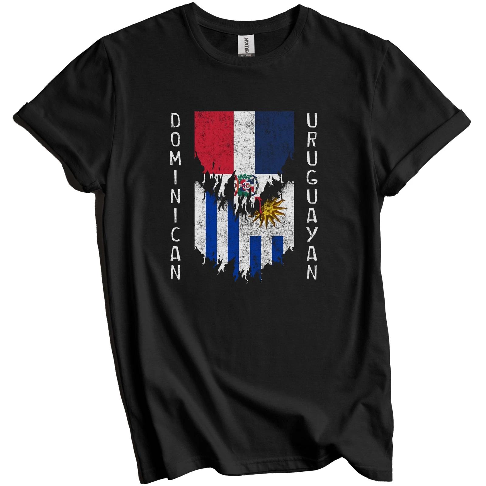 Dominican Uruguayan Flags Ripped Torn Dominican Republic Uruguay T-Shirt M