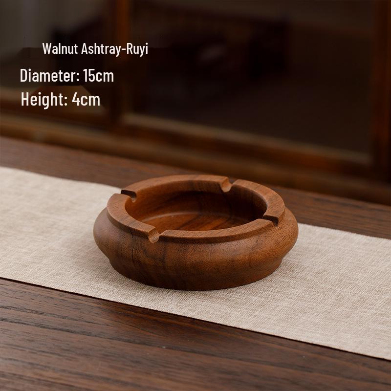Large South American Walnut Ashtray with Lid - Retro Chinese Style