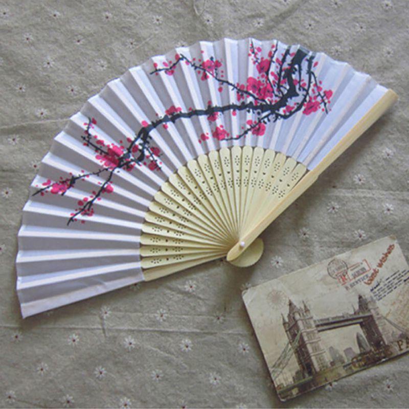 Fancy Chinese Japanese Hand Held Folding Cherry Blossom Silk Bamboo Wedding Fan Fancy Chinese Japanese Hand Held Folding Cherry Blossom Silk Bamboo Wedding Fan