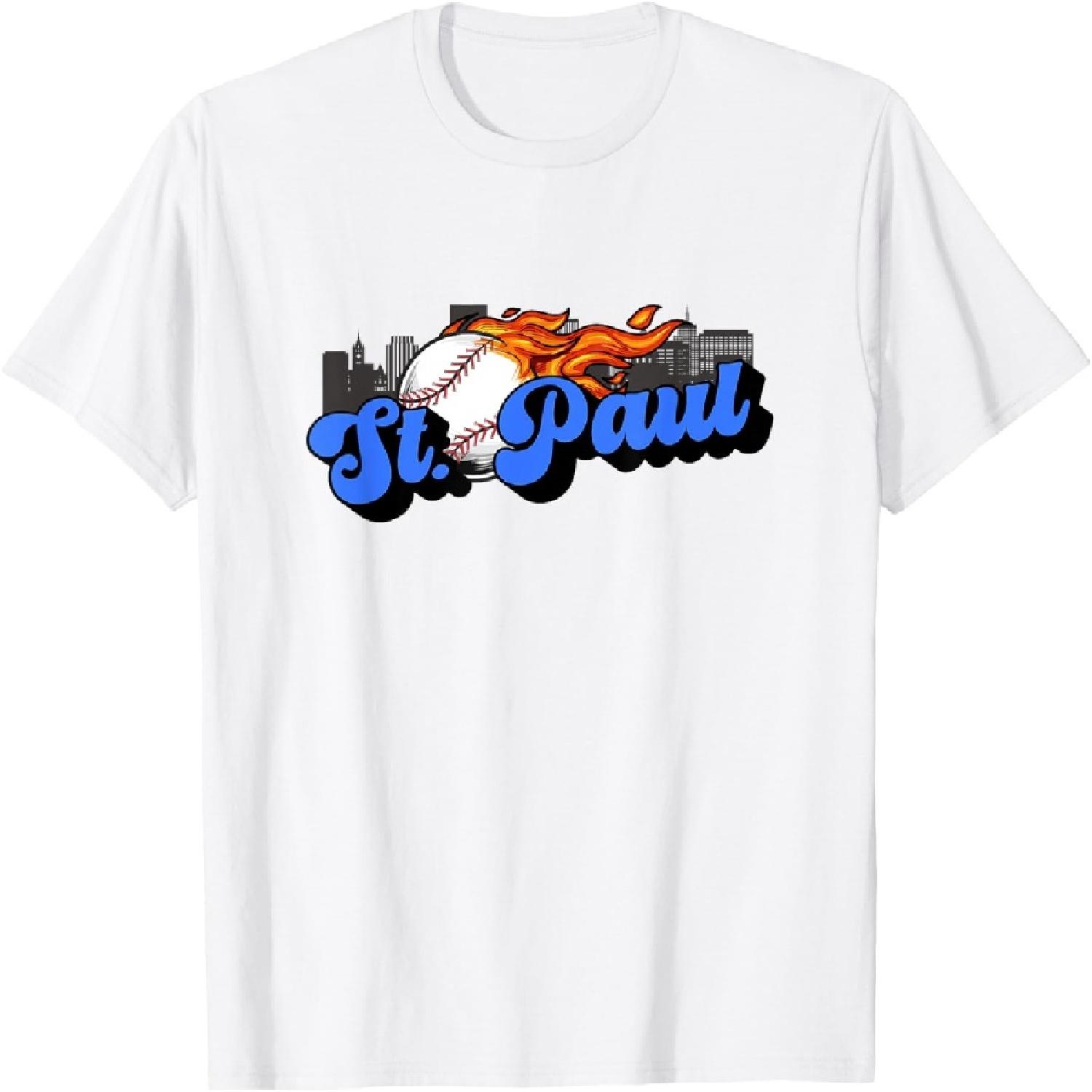 Saint Paul Baseball Vintage City Skyline Baseball Lover T-Shirt XXXXXL белый