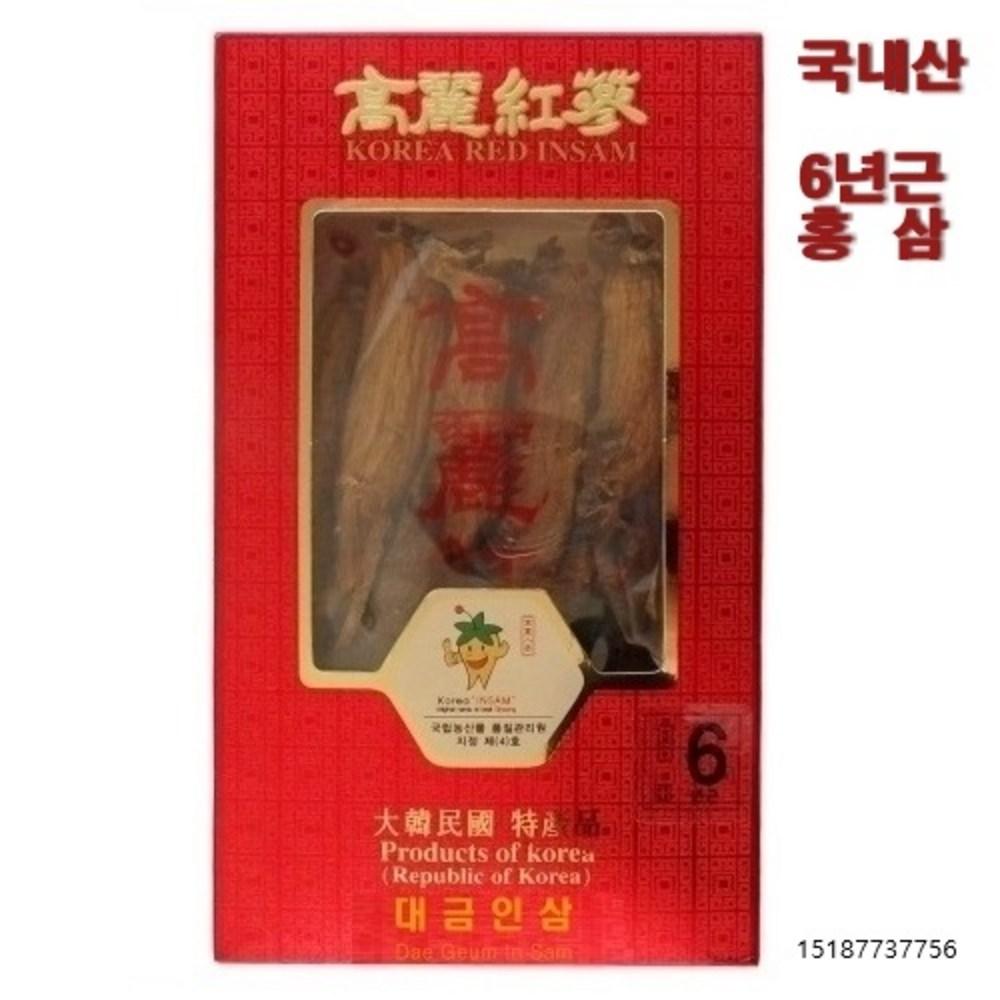 Domestic 6-Year-Old Red Ginseng Large Slices, 20 Roots or Less, Paper Box, Dried Red Ginseng, Goryeo Red Ginseng, Red | 20 Roots 300g