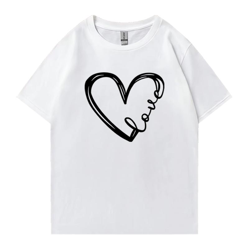 Fashion Love Heart Printed Crew Neck Cotton Men Women short sleeve t-shirts Summer Oversized Tee shirt streetwear plus size top