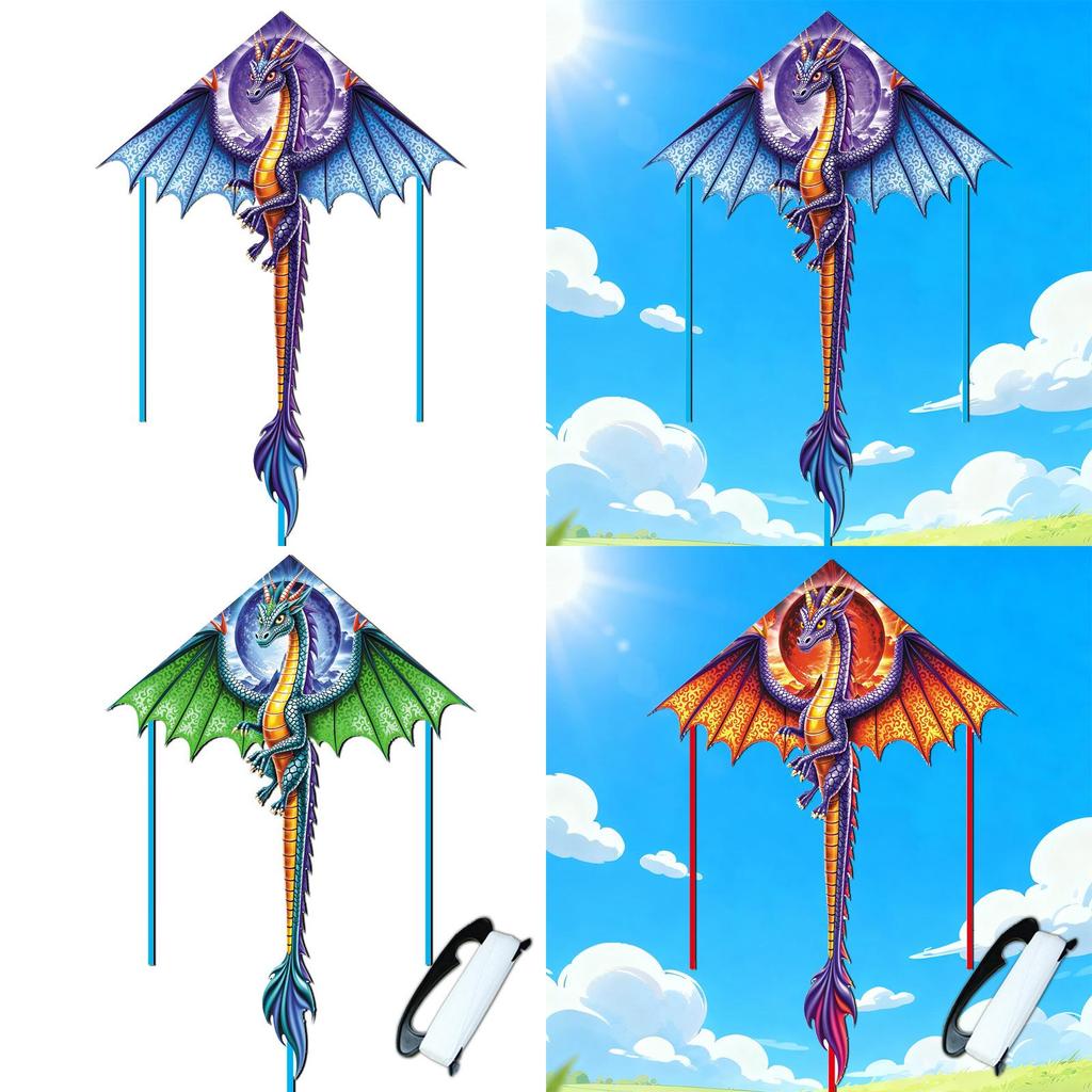 Pterosaur Polyester Kite With Glass Fiber Frame For Kids Adults Outdoor Flying Fun