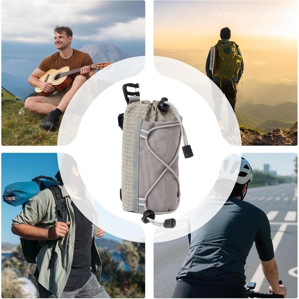 Large Capacity Backpack Strap Pouch Drawstring Anti-lost Storage Expansion Bag Mesh Bottom Portable Water Bottle Holder