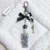 1 Pieza Llavero de Lazo Y2K Lindo Gato de Felpa Dibujos Animados Llavero Para Mujeres Niñas Bolso Mochila Colgante Decoración Regalo