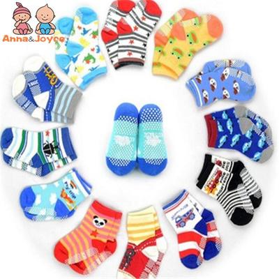 12pairs/lot Baby Floor Socks Boys Cotton Children's Anti-slip Boat Low Cut Sock 1-5Years