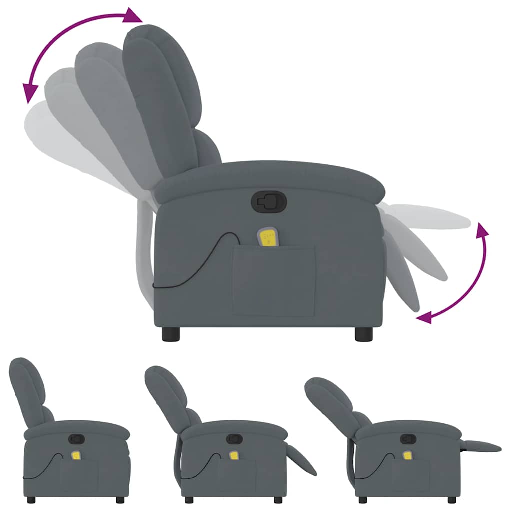 Massage Relax Chair Dark Grey Velvet