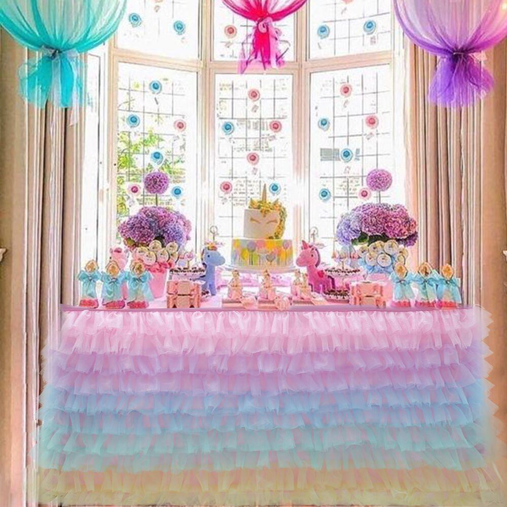Birthday Party Tulle Table Skirt Tutu Tablecloth Tableware Baby Shower Birthday Party Decorations Wedding Home Table Supplies
