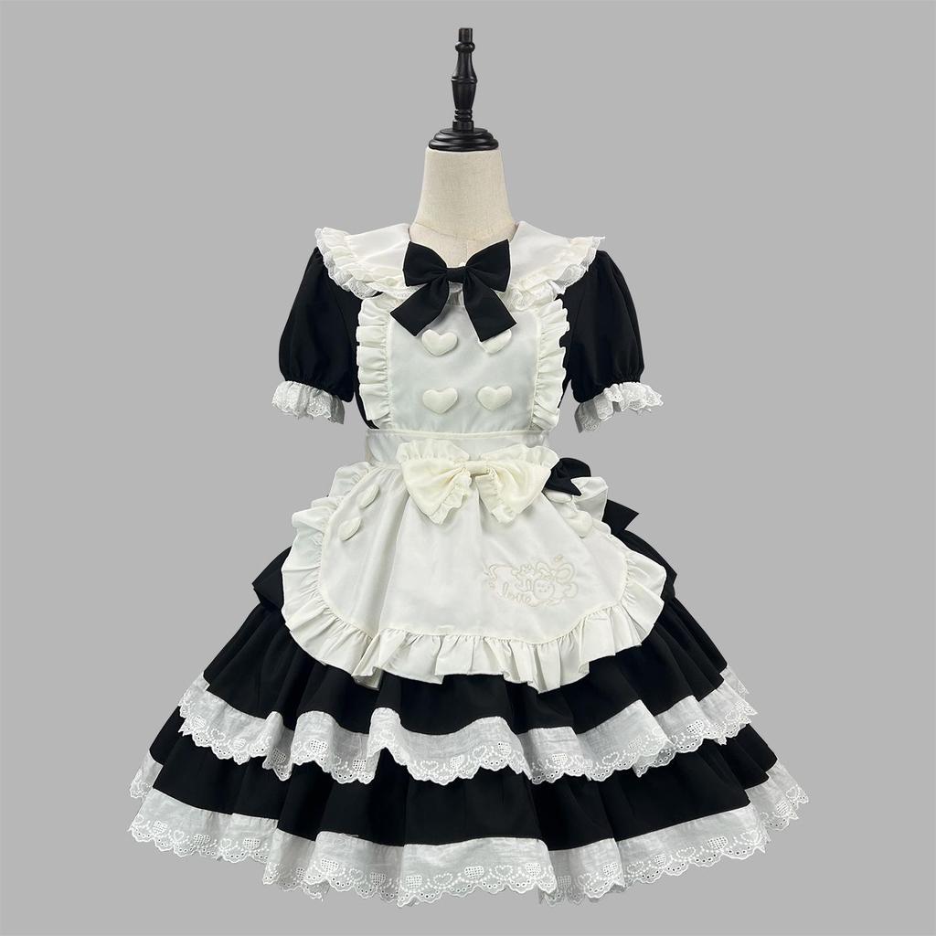 Abito da Principessa Maid Lolita Dolce e Piccante Nero Rosa