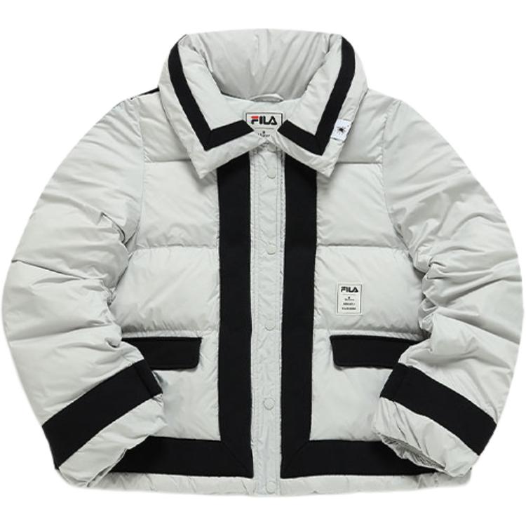 Fila X Mihara Yasuhiro Collaboration Casual Warm Color Block Logo Printed Down Jacket Women Outerwear Gray F11W143904F-GY