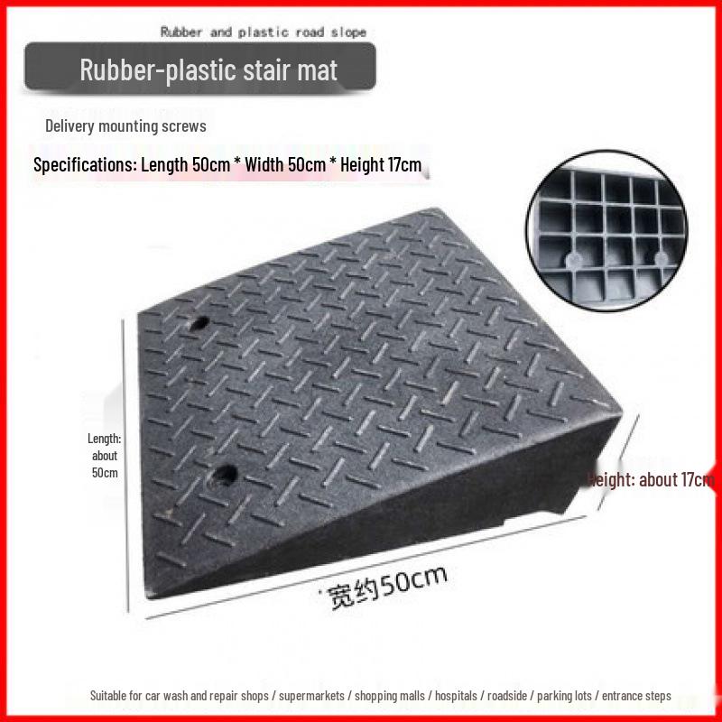 Rubber-Plastic Car Ramp: Slope Mat, Curb Edge, Uphill Climb, Triangle Speed Bump