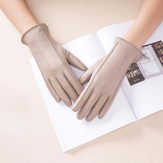 1 Paar Damen Handschuhe Kunstleder Touchscreen Vollhand Warme Winterhandschuhe Verdicktes Weiches Futter Reise Ski Handschuhe