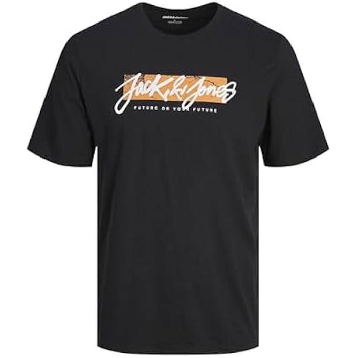 T-shirt - JACK & JONES - Jjtiley Tee - Noir - Manches courtes - Col arrondi